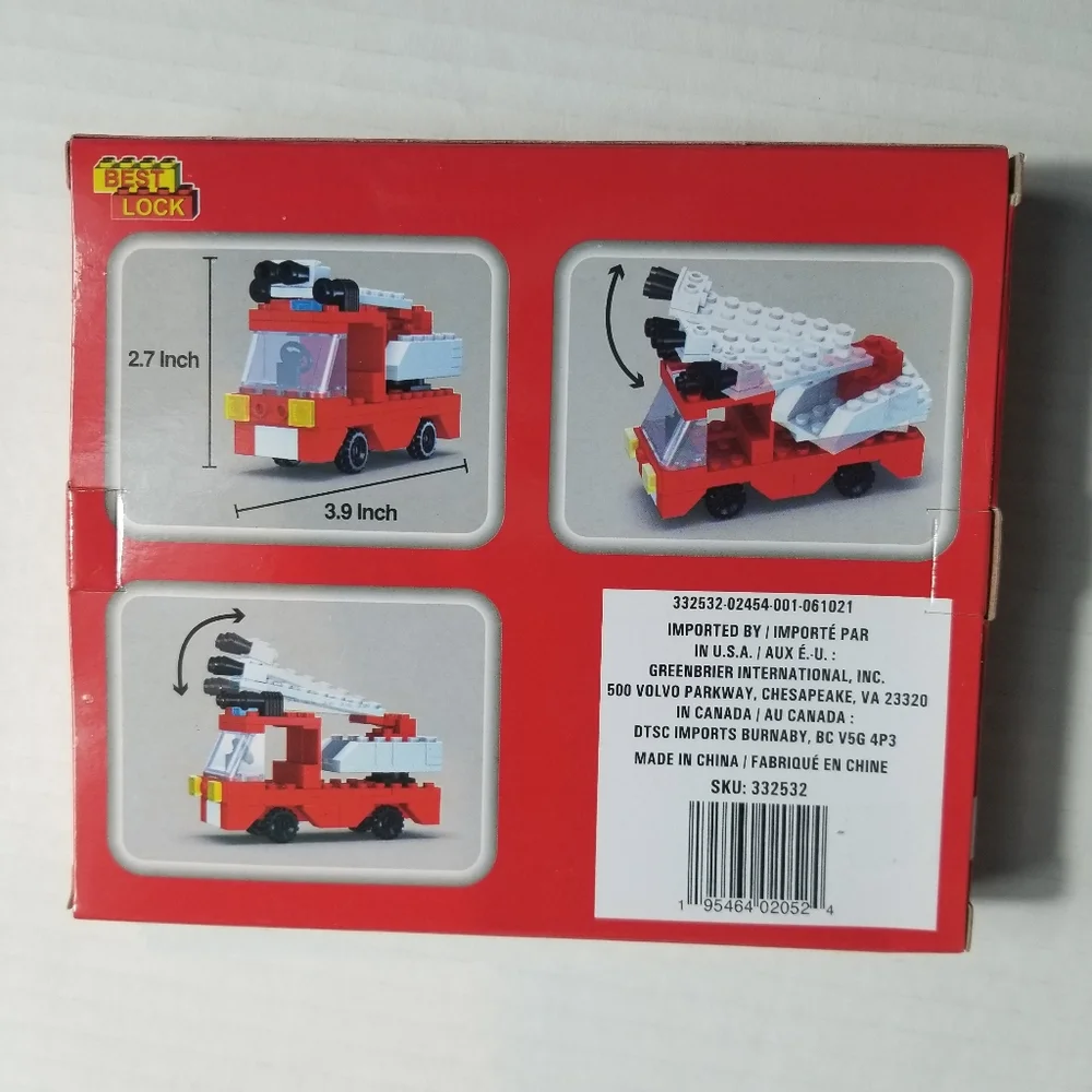 NEW IN BOX BEST LOCK LEGO COMPATIBLE FIRE DEPT. FIRE TRUCK